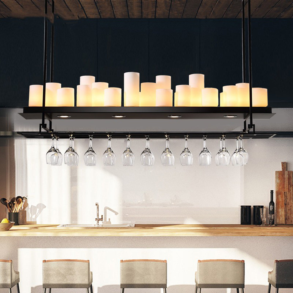 Silva Suspension Cylindre Moderne, Métal/Verre, Blanc/Noir, Restaurant/Bar-Luire