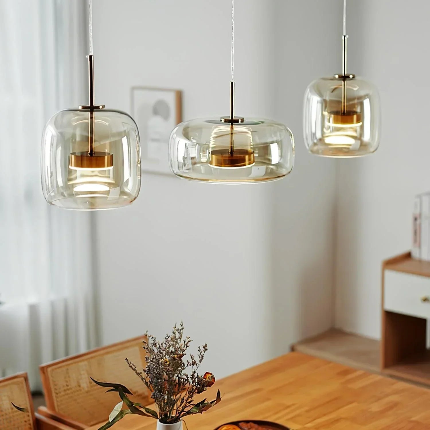 Lioren Pendant Light Morden Glass Clear/Smoky/Amber - Sereilux