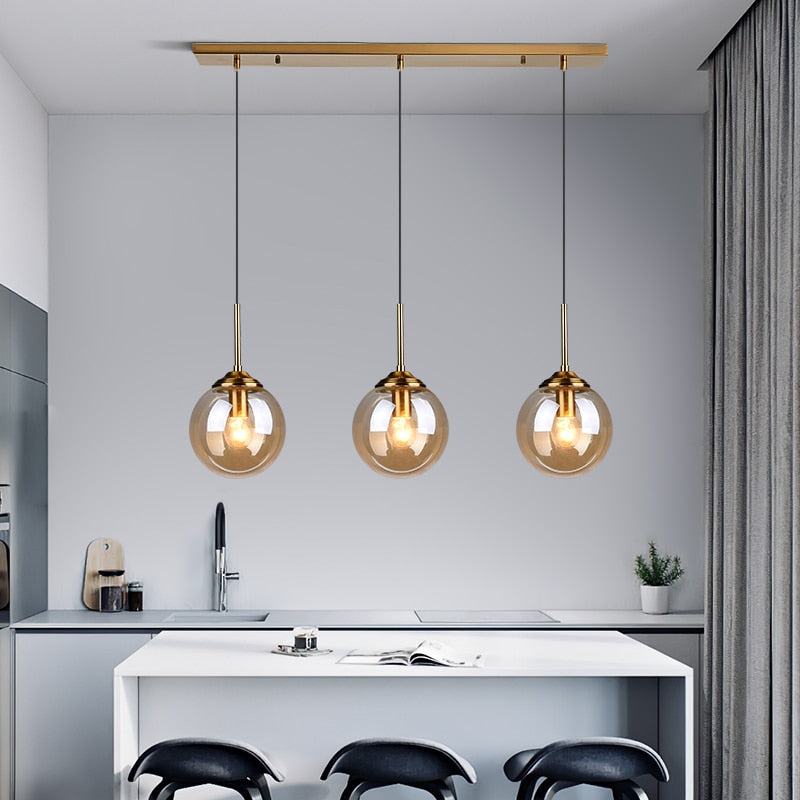 Mavar Luminaires Suspension Verre Transparent Ambre-Luire