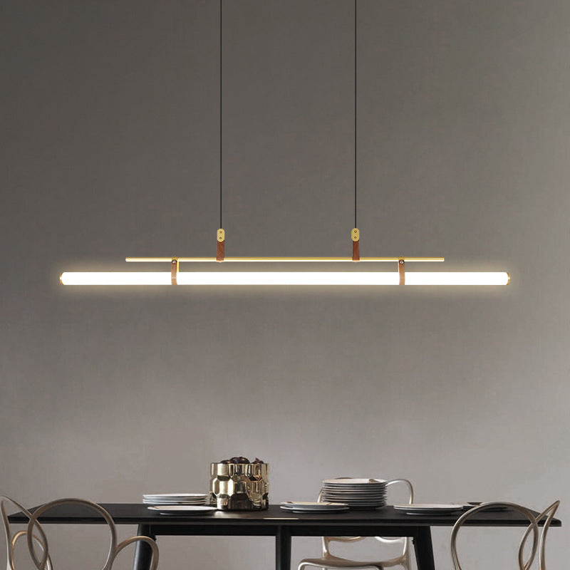 Lampada a sospensione lineare moderna Voren, nero/oro - Sereilux