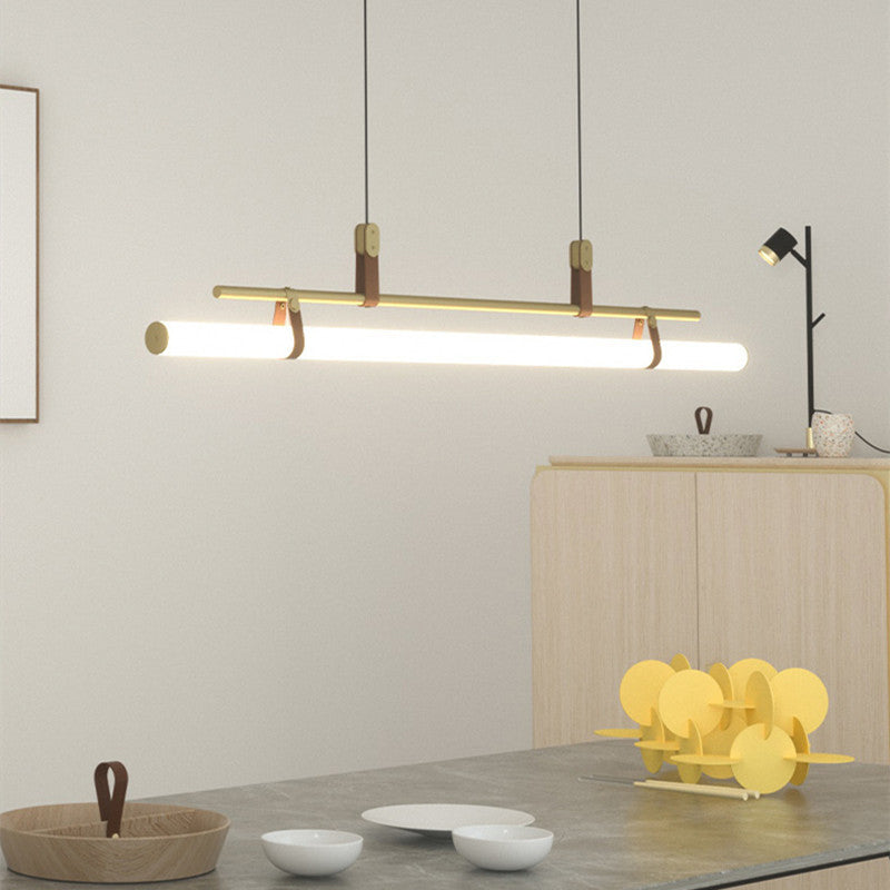 Lampada a sospensione lineare moderna Voren, nero/oro - Sereilux