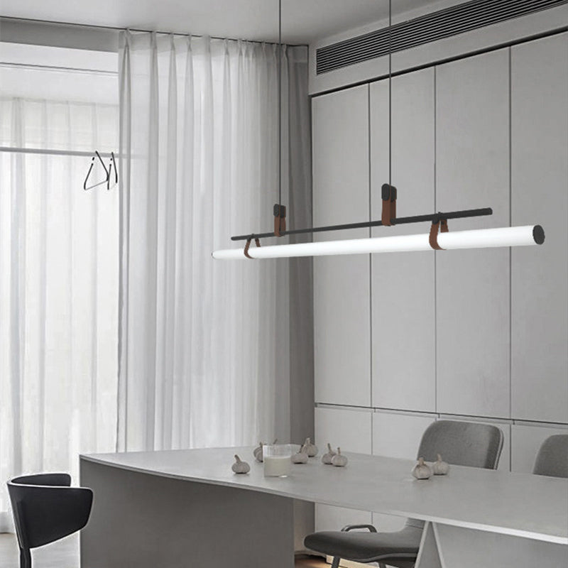 Lampada a sospensione lineare moderna Voren, nero/oro - Sereilux