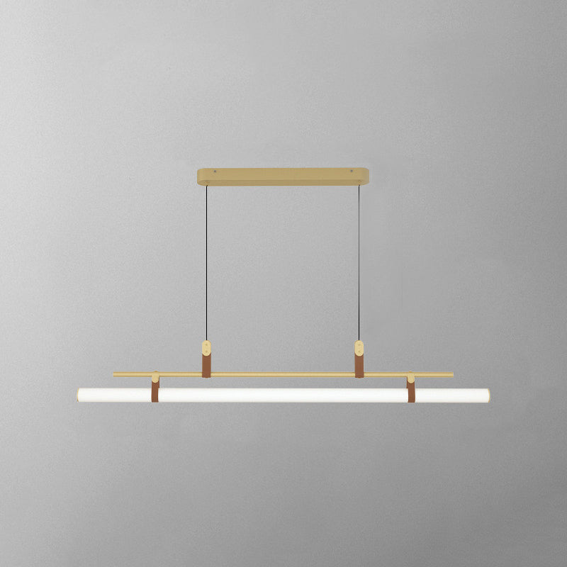 Lampada a sospensione lineare moderna Voren, nero/oro - Sereilux