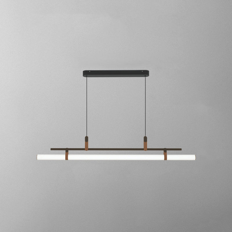 Lampada a sospensione lineare moderna Voren, nero/oro - Sereilux