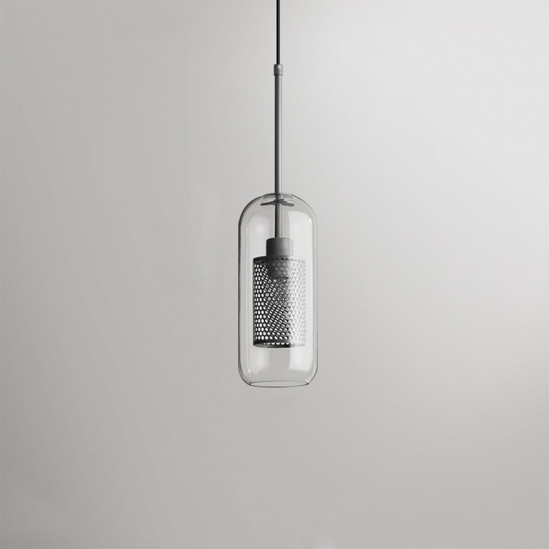 Vorinor Suspension Globe/Cylindre Moderne. Métal/Verre. Doré/Argent. Salon-Luire