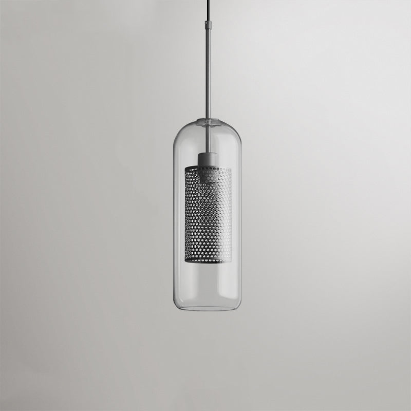 Vorinor Suspension Globe/Cylindre Moderne. Métal/Verre. Doré/Argent. Salon-Luire