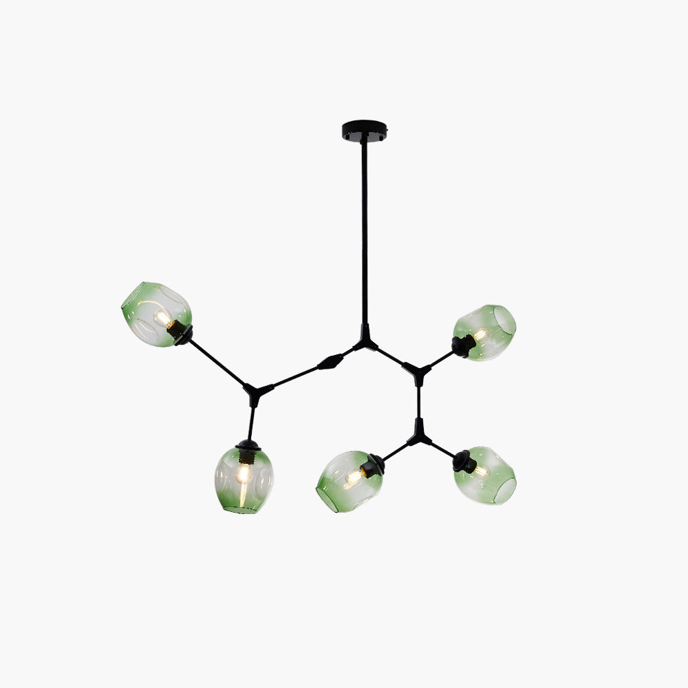 Rurex Suspension Nordique. Verre. Noir/Or. Salon-Luire