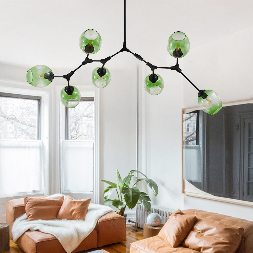 Rurex Suspension Nordique. Verre. Noir/Or. Salon-Luire