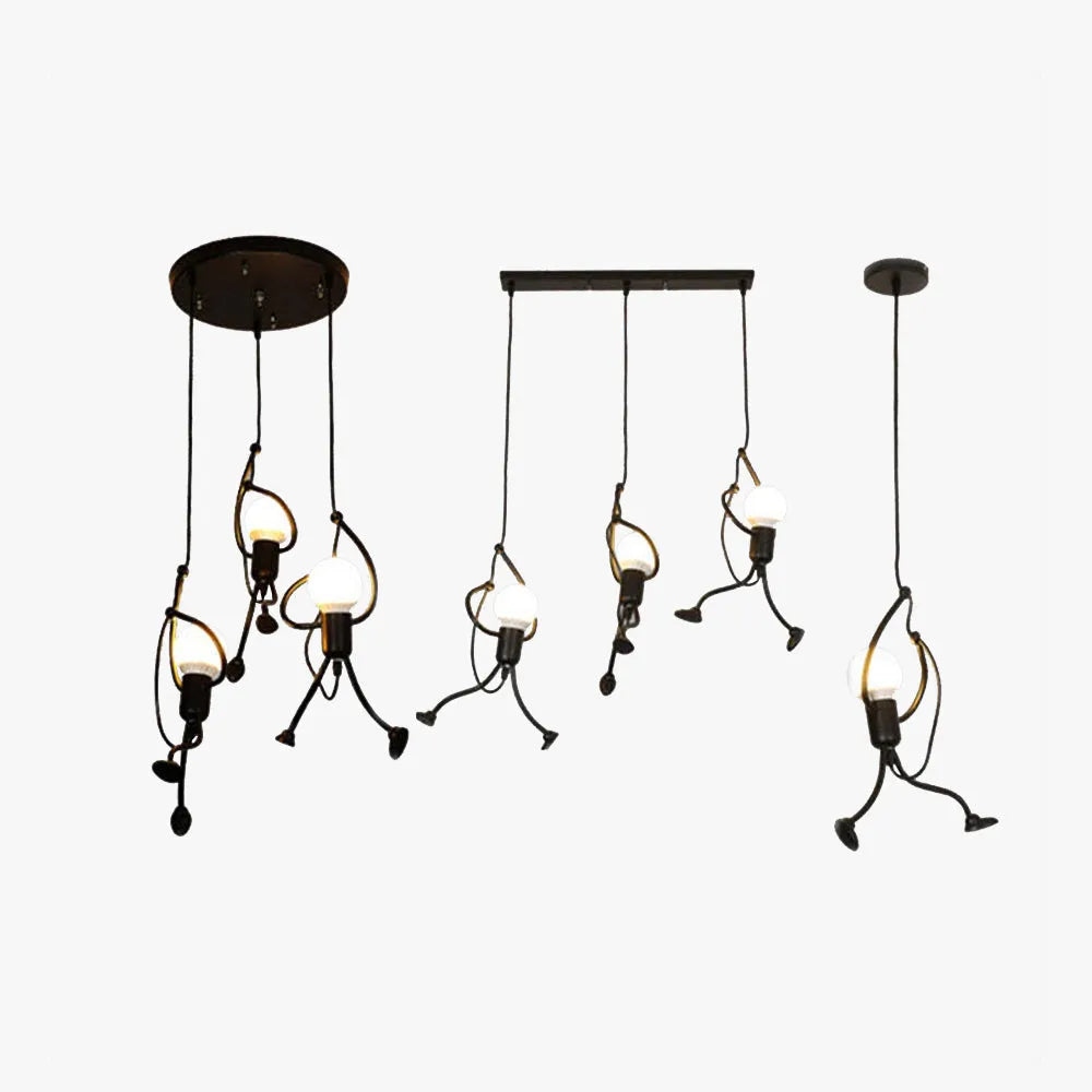 Esi Retro Modern Iron Man Pendant Light, Black - Sereilux