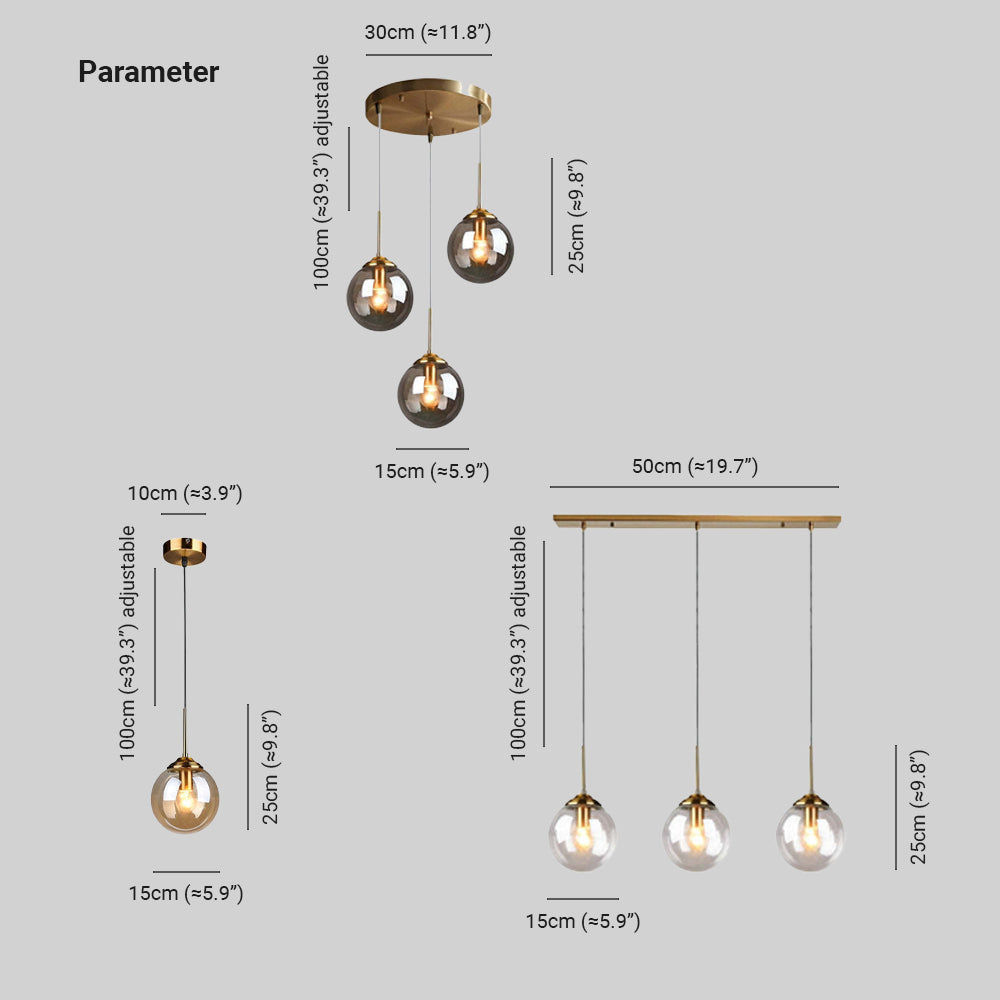 Mavar Luminaires Suspension Verre Transparent Ambre-Luire