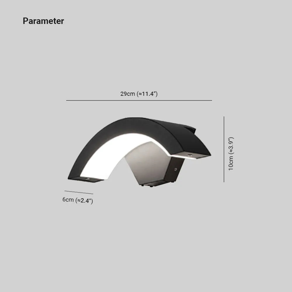 Alvyn Wall Lamp Nordic Arc Waterproof LED Outdoor Black - Sereilux