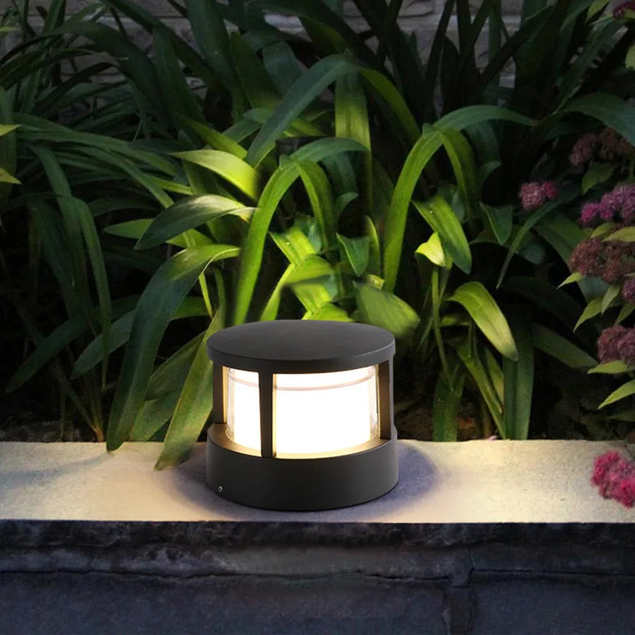 Alvian Outdoor Light Modern Cylindrical Bollard Black - Sereilux