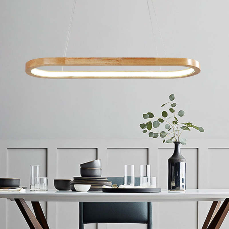 Lyraen Contemporary Oval Wooden Pendant Light - Sereilux