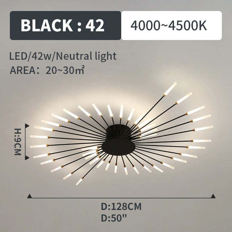 Plafoniera Kovon a Incasso Fuochi d'Artificio, Nero/Oro - Sereilux