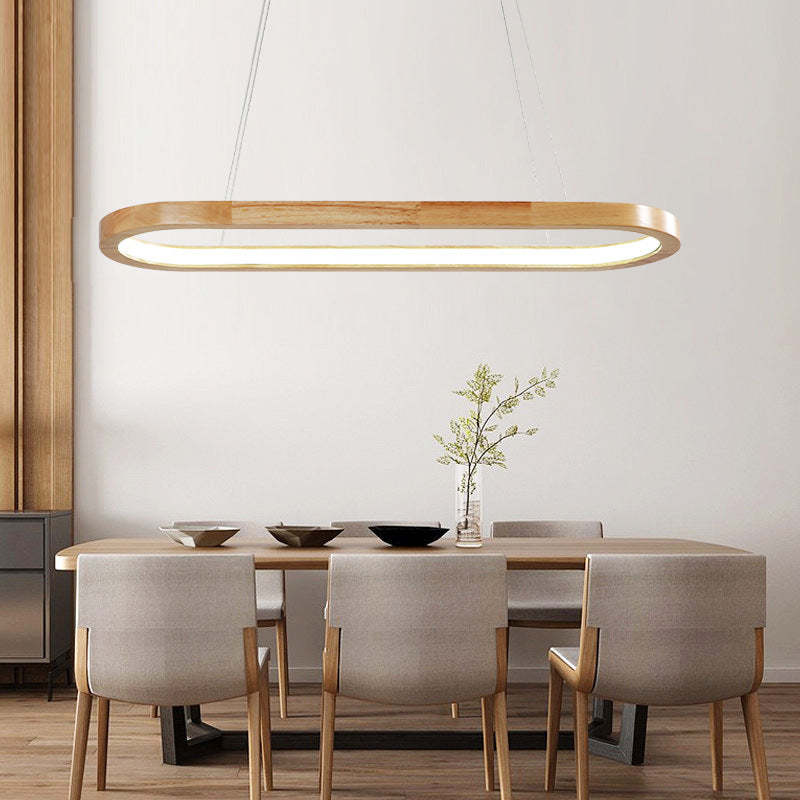 Lyraen Contemporary Oval Wooden Pendant Light - Sereilux