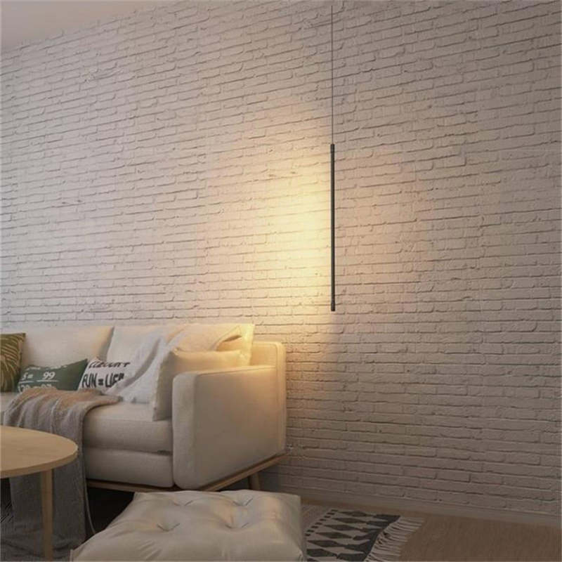 Tavix Minimalist Linear Pendant Light Bedside, Black - Sereilux