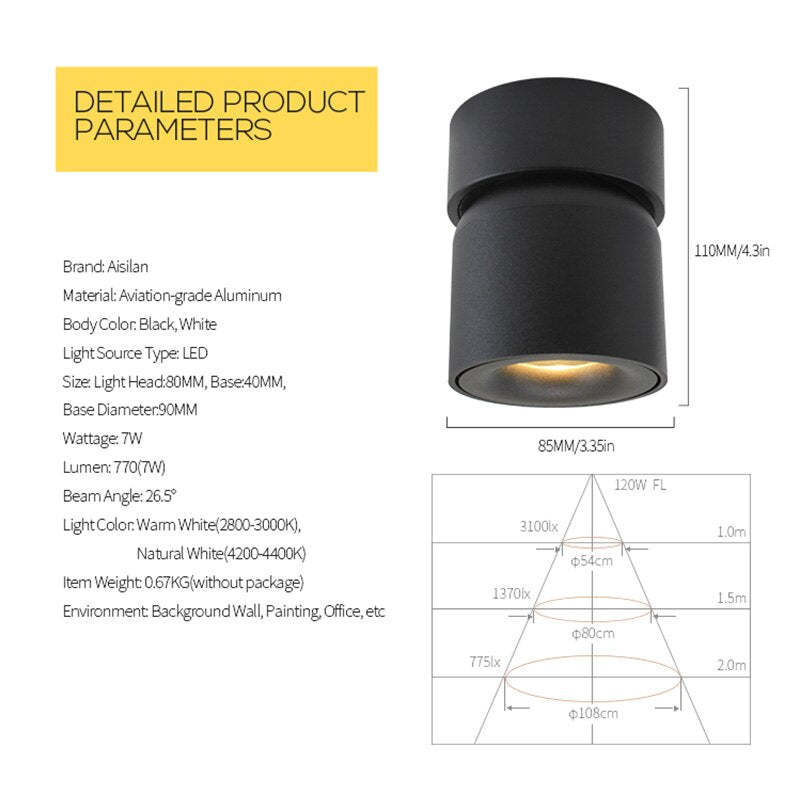 Lampada da soffitto moderna a LED Lurix Spotlight, nera/bianca - Sereilux