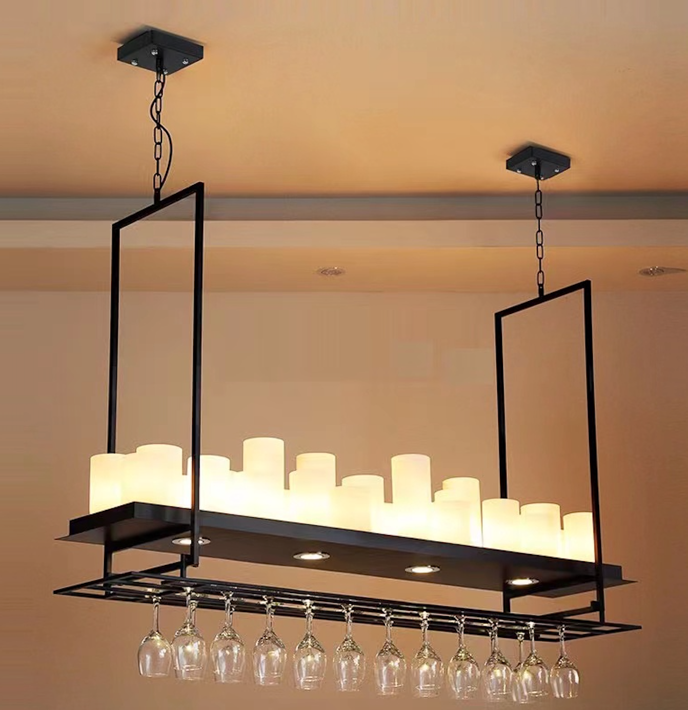 Silva Suspension Cylindre Moderne, Métal/Verre, Blanc/Noir, Restaurant/Bar-Luire