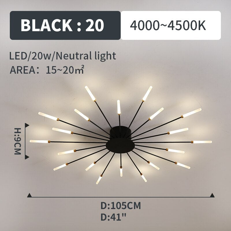 Plafoniera Kovon a Incasso Fuochi d'Artificio, Nero/Oro - Sereilux