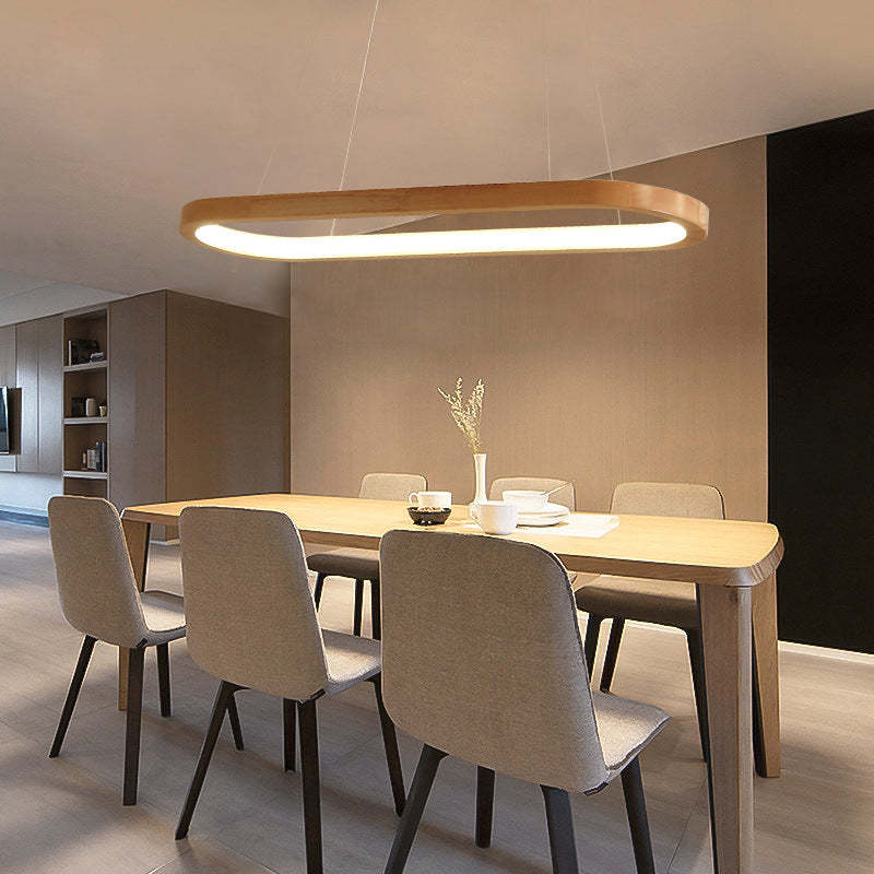Lyraen Contemporary Oval Wooden Pendant Light - Sereilux