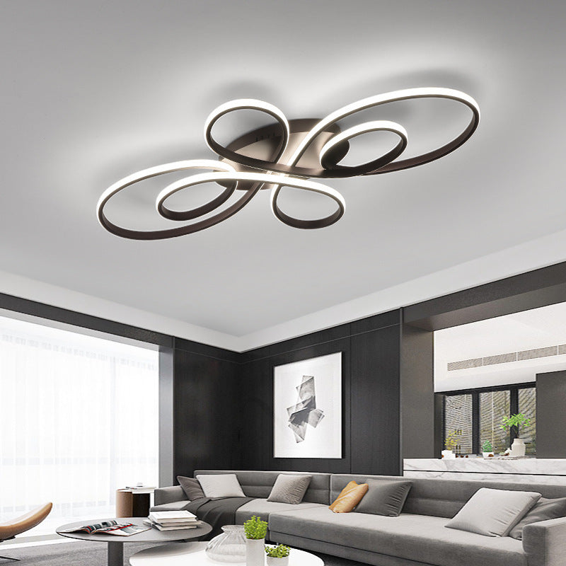 Rori Modern LED Multi Rings Flush Mount Ceiling Light, Brown/White - Sereilux