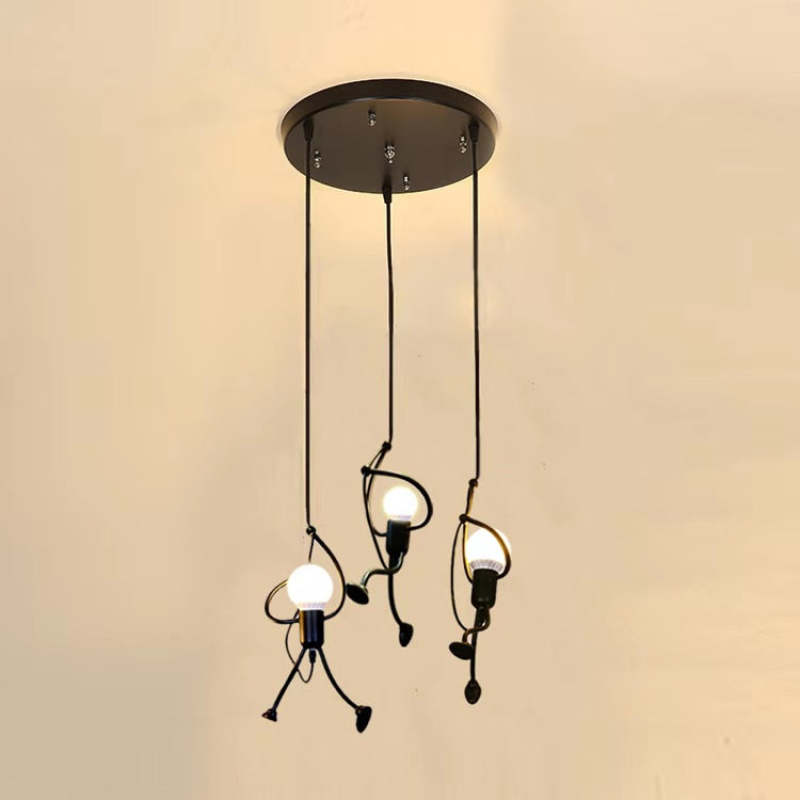 Esi Retro Modern Iron Man Pendelleuchte, Schwarz - Sereilux