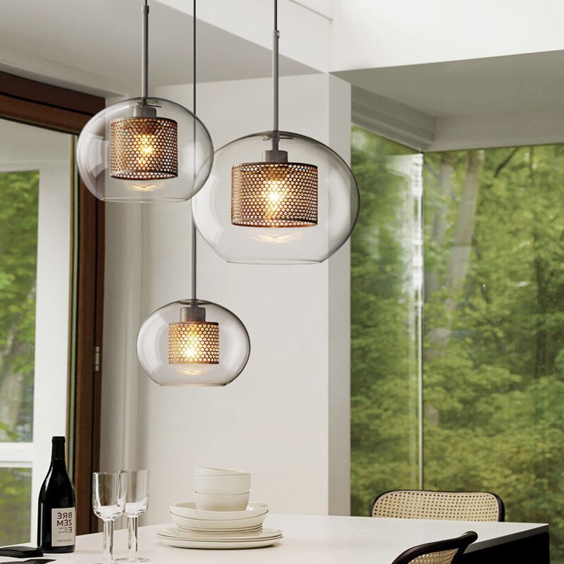 Nerel Contemporary Golden Pendant Light, Glass, Globe/Cylindric - Sereilux