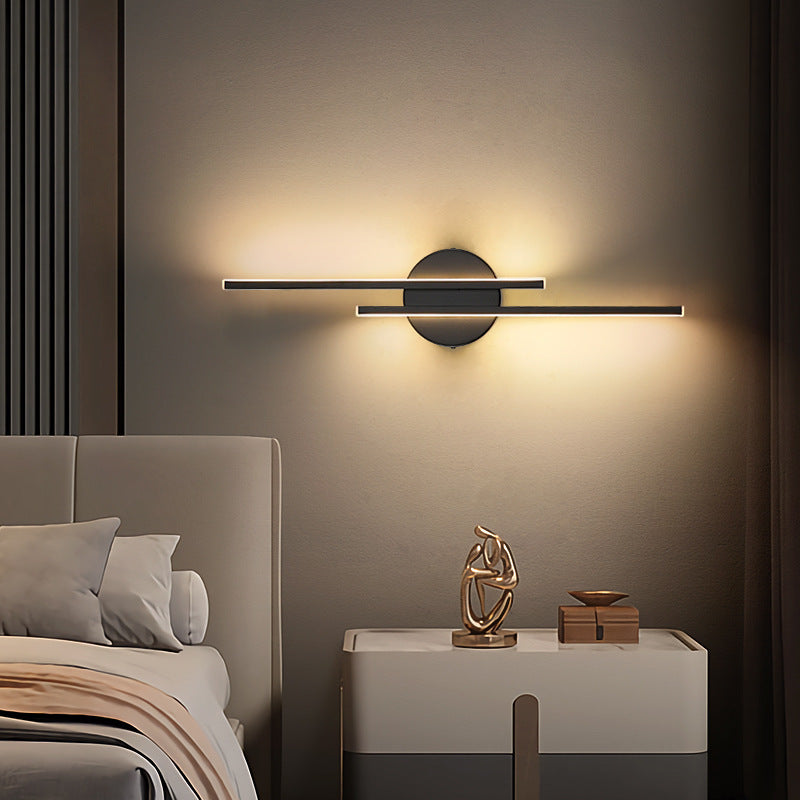 Noviq Modern Nordic Disc/Linear LED Wall Lamp, Black/White - Sereilux