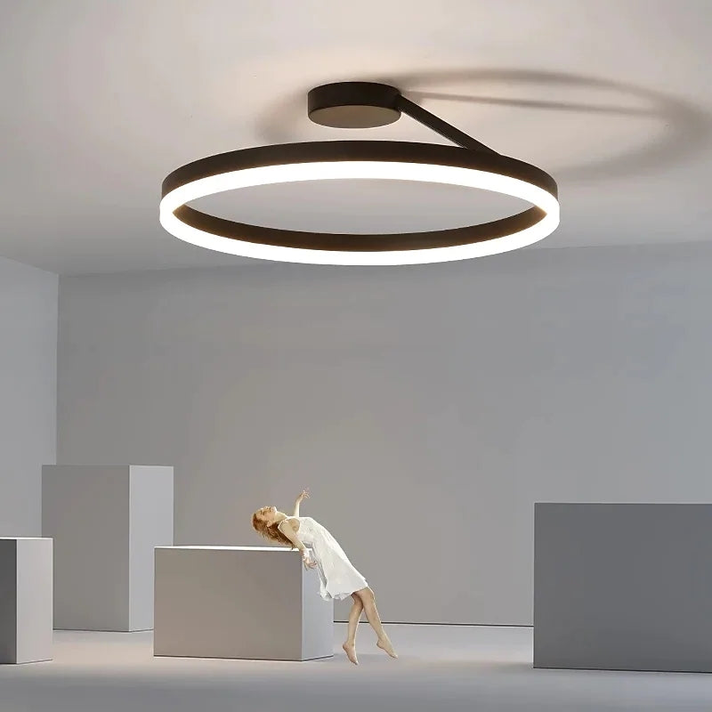 Luz de Teto de Montagem Rasa Solinor Modern Circle, Preto e Branco - Sereilux
