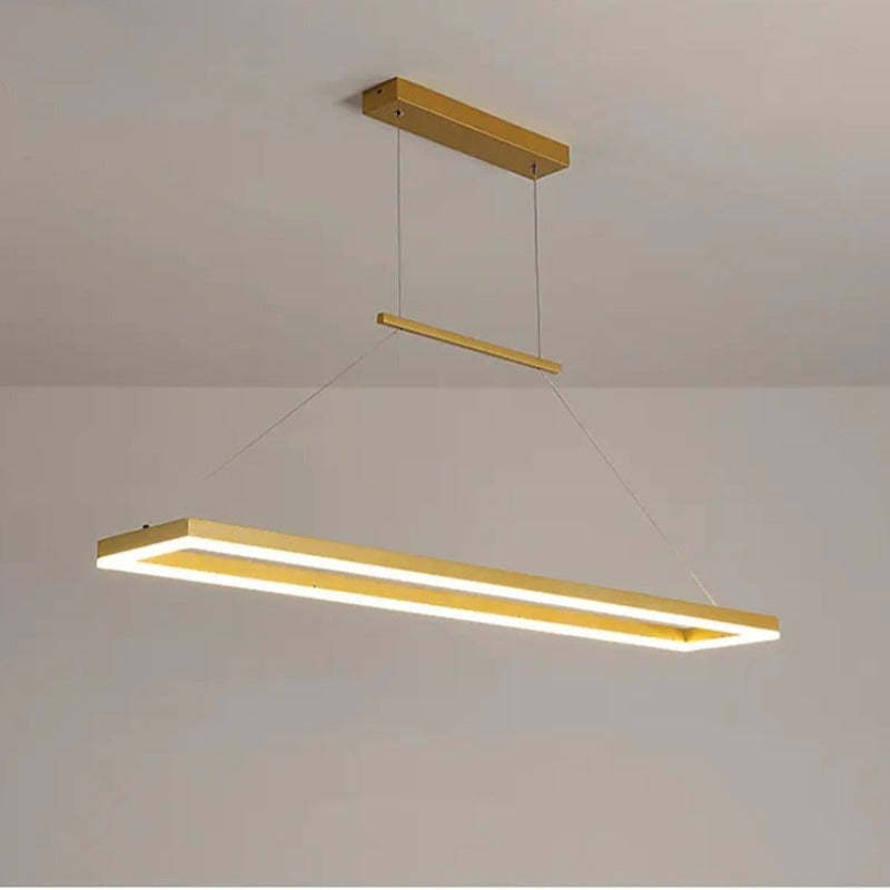 Lámpara colgante rectangular moderna Nexil, dorado/café - Sereilux