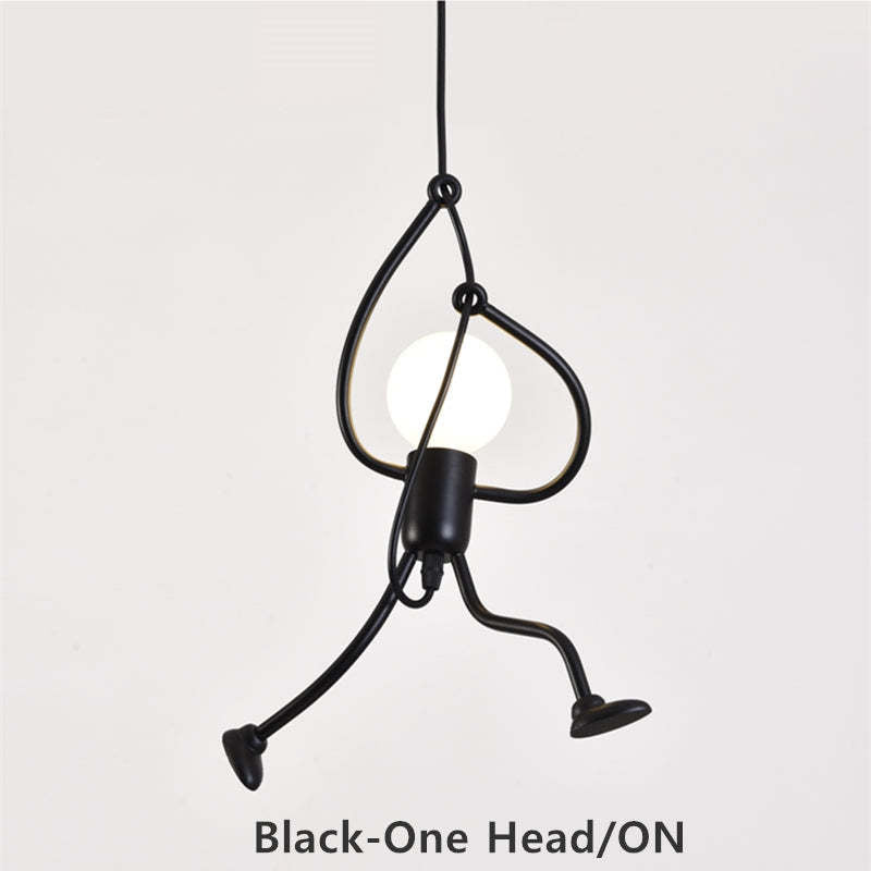 Esi Retro Modern Iron Man Pendelleuchte, Schwarz - Sereilux