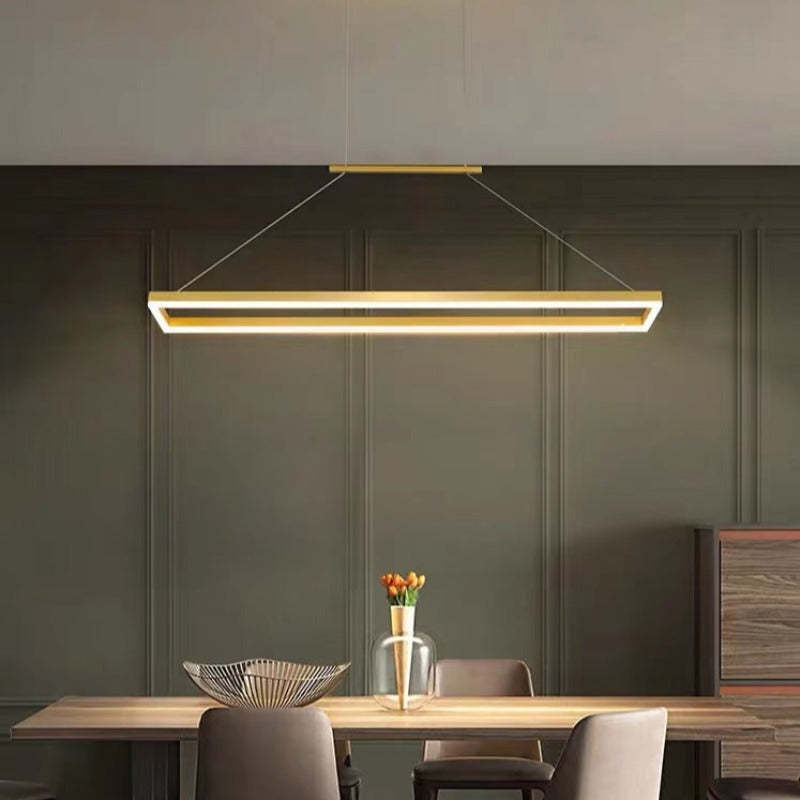 Lámpara colgante rectangular moderna Nexil, dorado/café - Sereilux