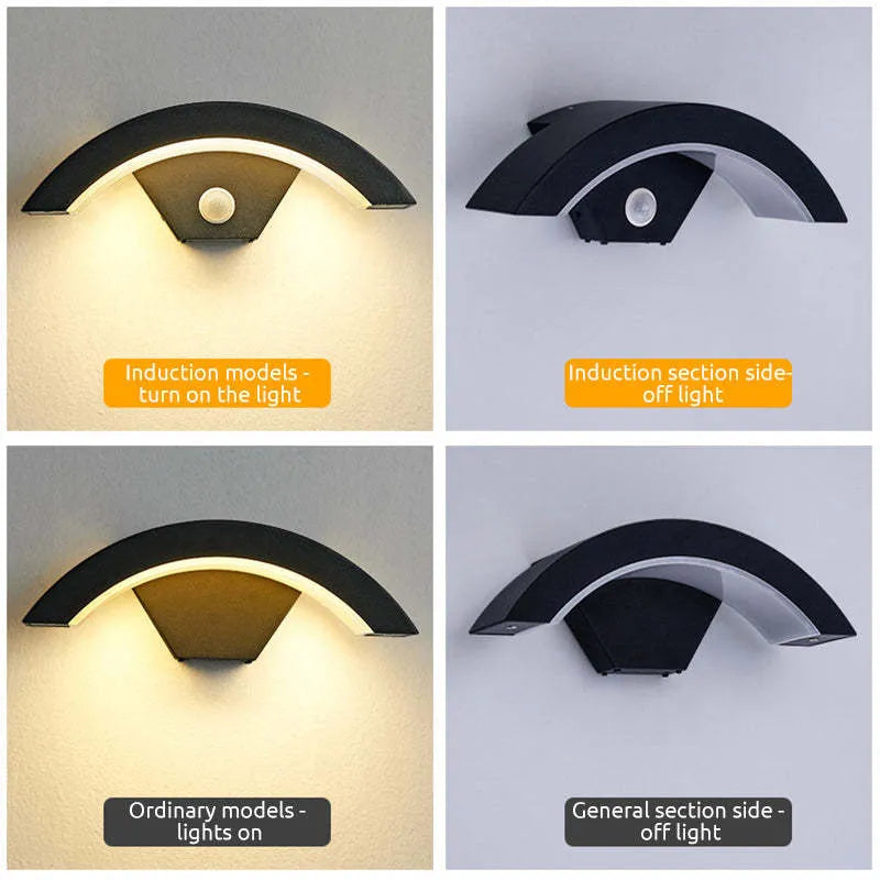 Alvyn Wall Lamp Nordic Arc Waterproof LED Outdoor Black - Sereilux