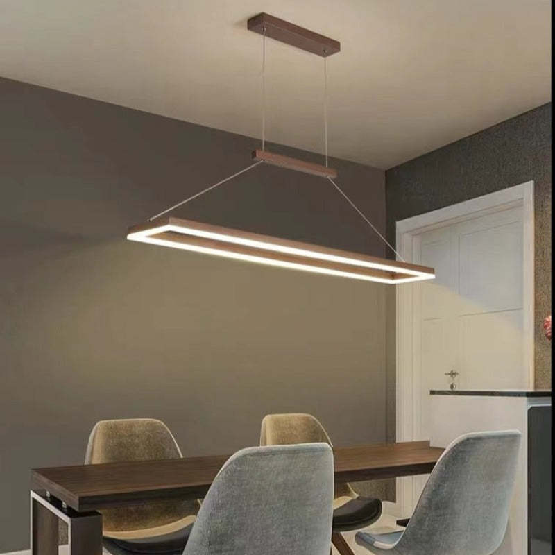 Lámpara colgante rectangular moderna Nexil, dorado/café - Sereilux