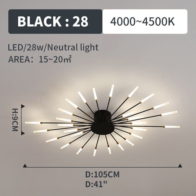 Plafoniera Kovon a Incasso Fuochi d'Artificio, Nero/Oro - Sereilux