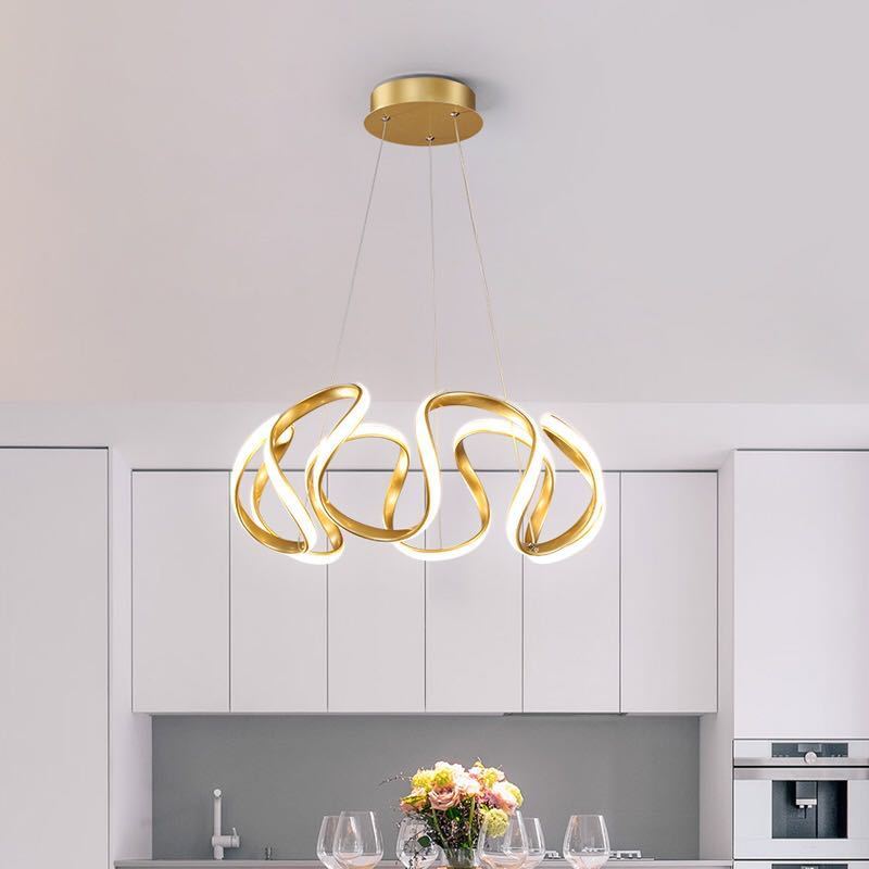 Eldorix Suspension Linéaire Moderne Doré/Café/Gris. Salon-Luire