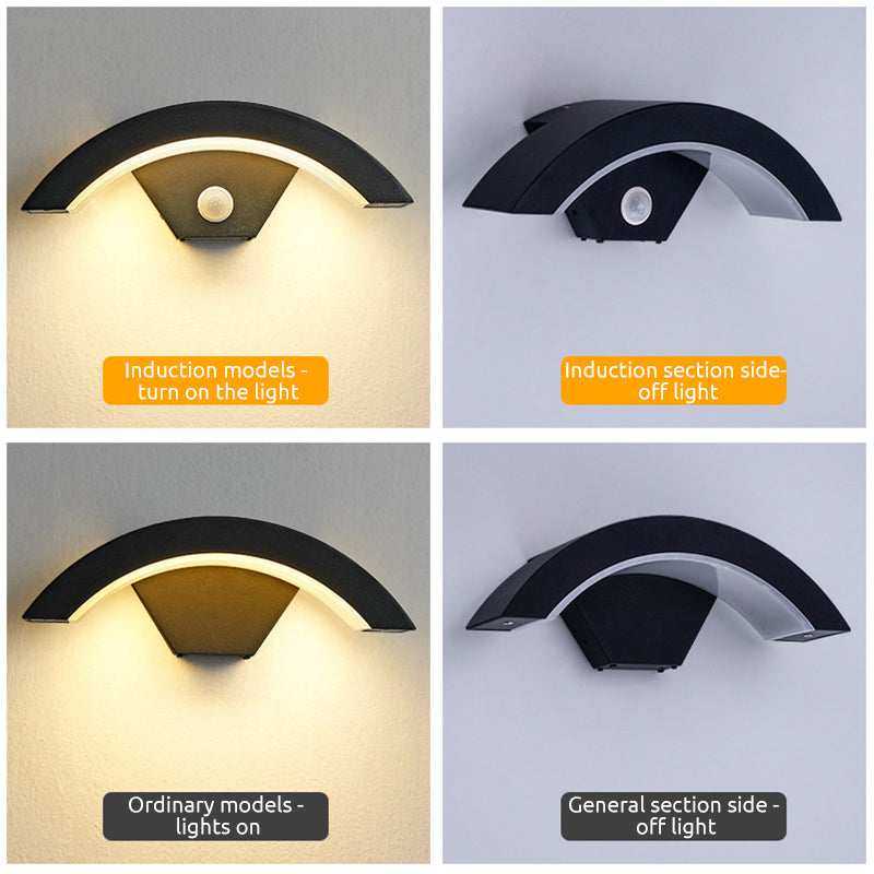 Lazen Applique Murale Capteur étanche Arc Modern Noir. Extérieur-Luire