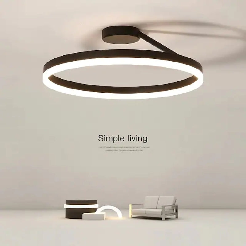 Luz de Teto de Montagem Rasa Solinor Modern Circle, Preto e Branco - Sereilux