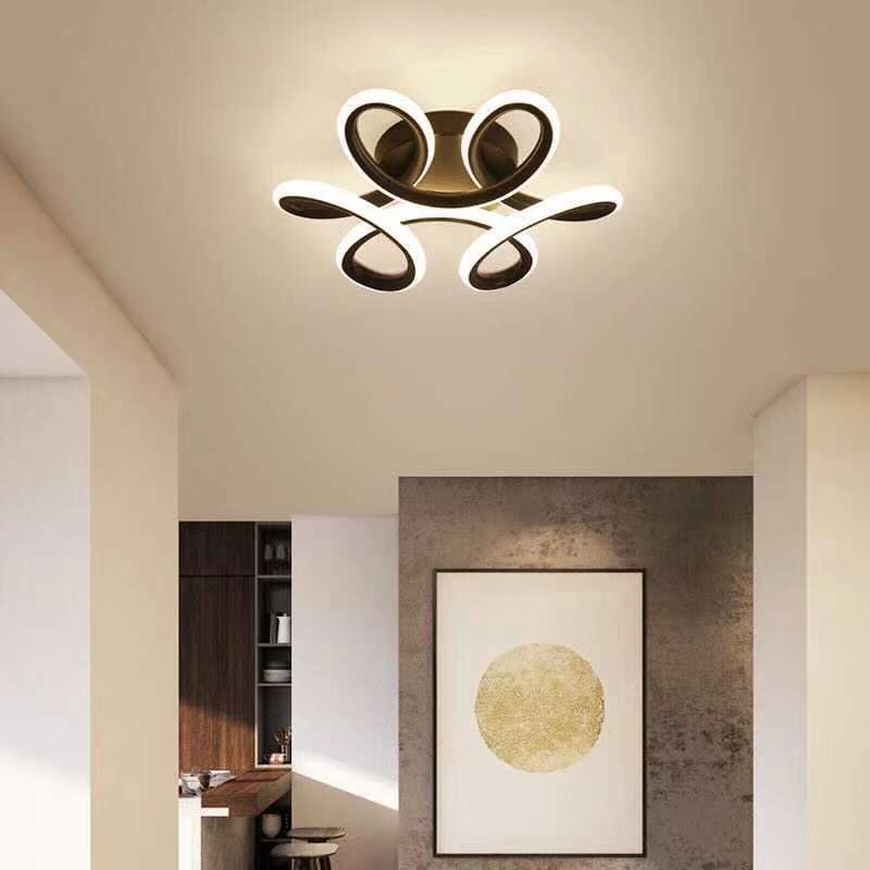 Sio Modern Flower Shape Ceiling Light, Black/White, Hallway - Sereilux
