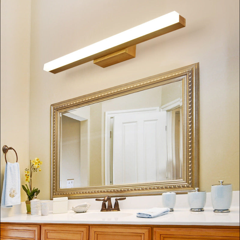 Kevenel Applique Murale Miroir Linéaire Minimaliste. Bois. Noyer. Salon-Luire