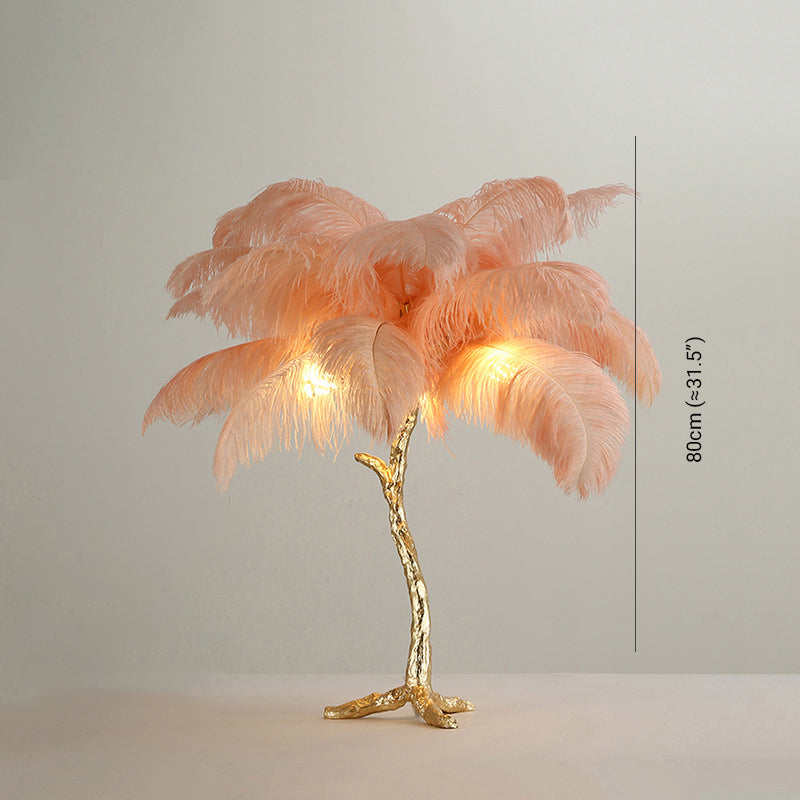 Salenor Nordic lyxig unik golvlampa/bordslampa med strutsfjäder - Sereilux