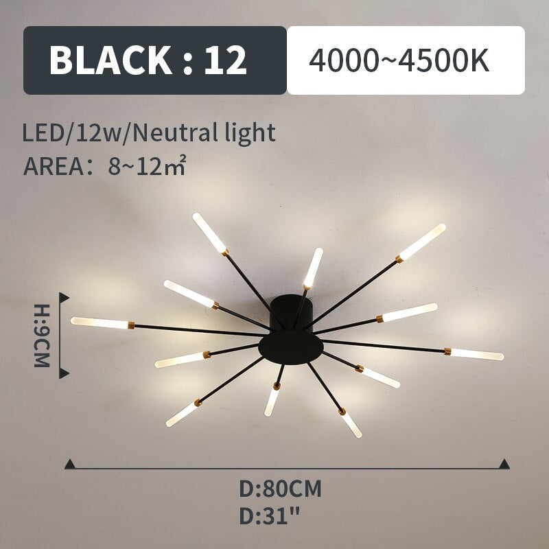 Plafoniera Kovon a Incasso Fuochi d'Artificio, Nero/Oro - Sereilux