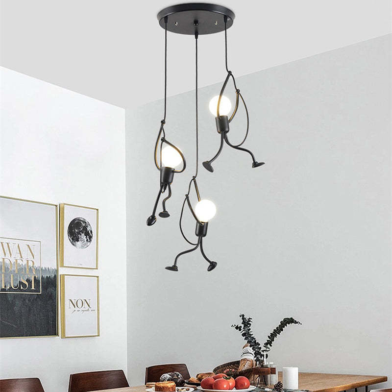 Esi Retro Modern Iron Man Pendelleuchte, Schwarz - Sereilux