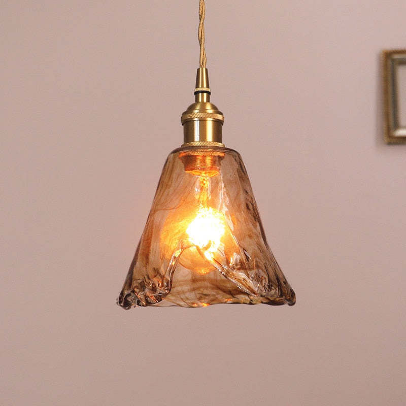 Lampada a sospensione Evin in vetro e ottone - Sereilux