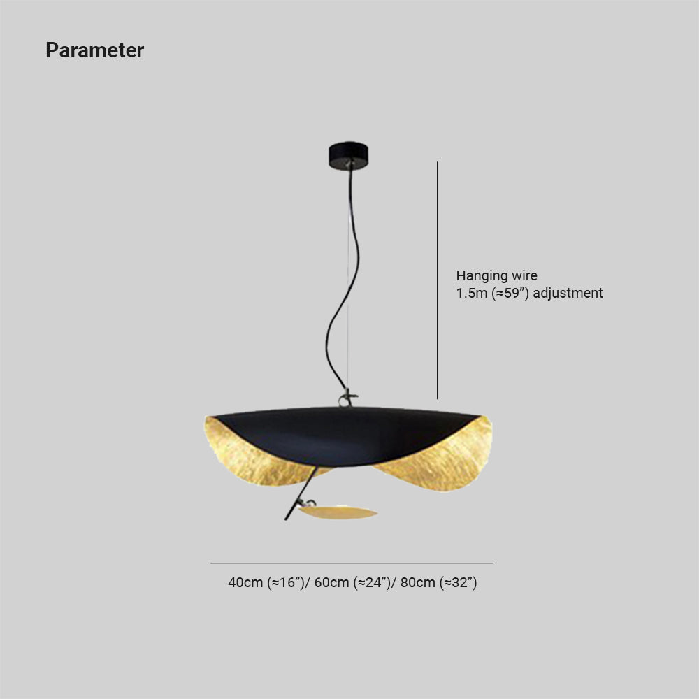 Altor Plafonnier Feuille Moderne Noir/Or Salon Chambre à Coucher-Luire