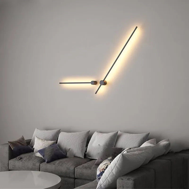 Ravel Minimalist Rotatable Linear Indoor Wall Lamp, Black - Sereilux