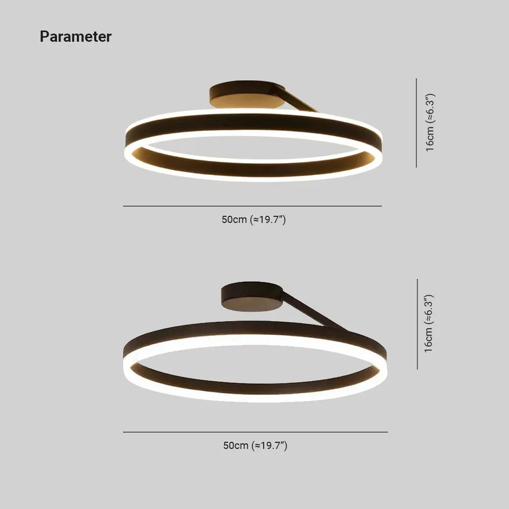 Luz de Teto de Montagem Rasa Solinor Modern Circle, Preto e Branco - Sereilux