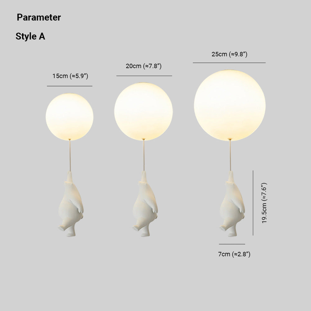 Novenel Bear Balloon Suspension/ Plafonnier Ballon Moderne Résine Chambre-Luire