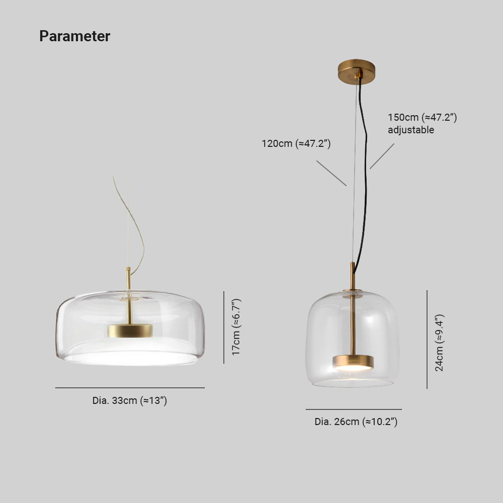 Davelix Suspension Cylindre Moderne Verre. Claire/Grise Fumée/Ambre-Luire