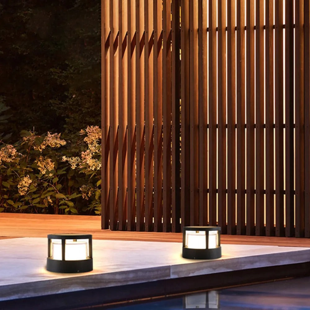 Alvian Outdoor Light Modern Cylindrical Bollard Black - Sereilux